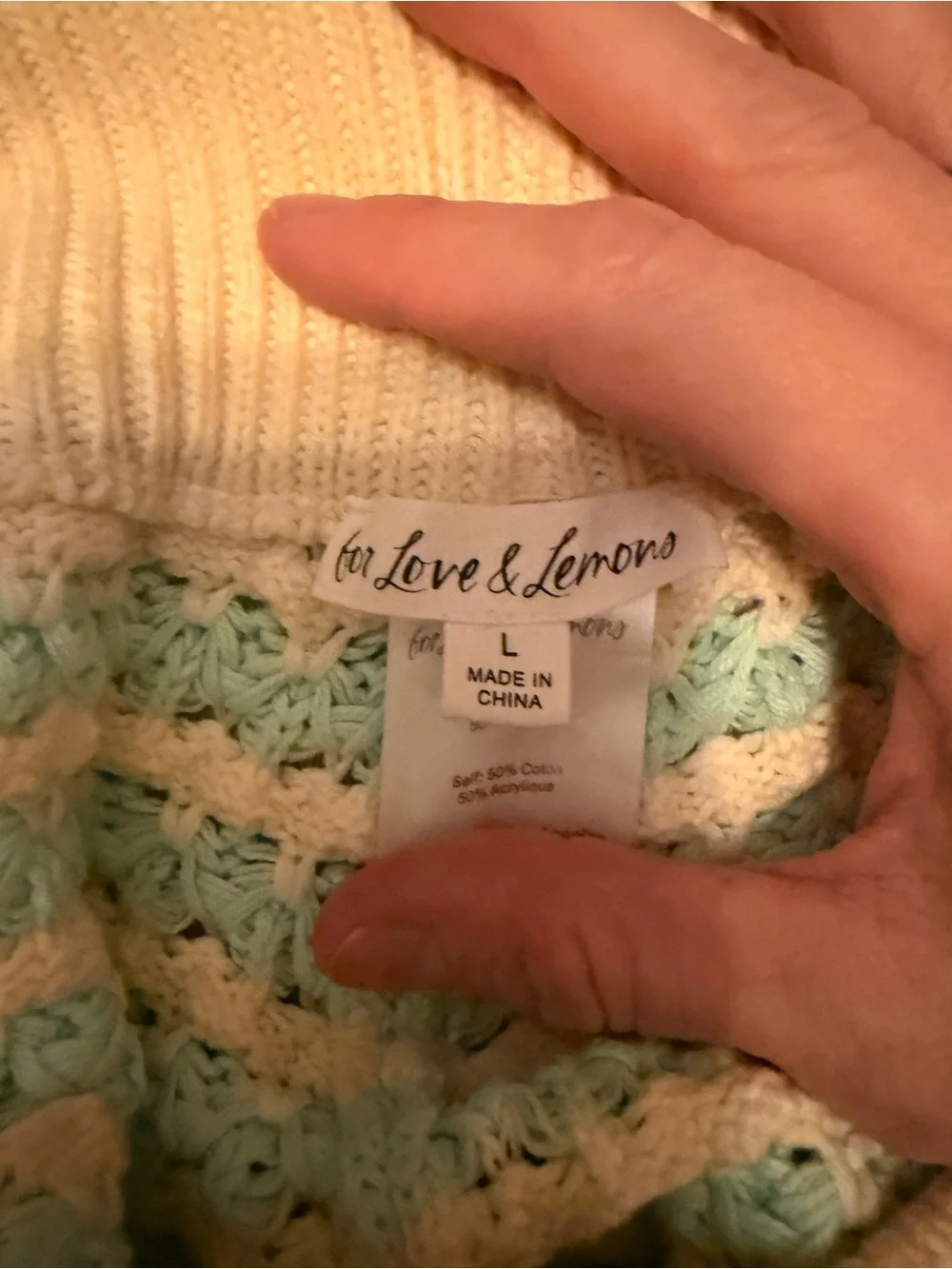 For Love & Lemons Lizzy Stripe Knit Shorts | Mint & Cream | Size L